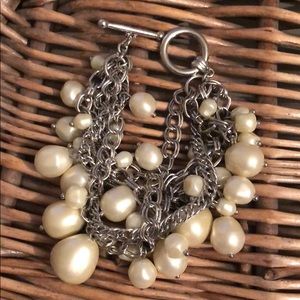 Faux Pearl Silver tone bracelet